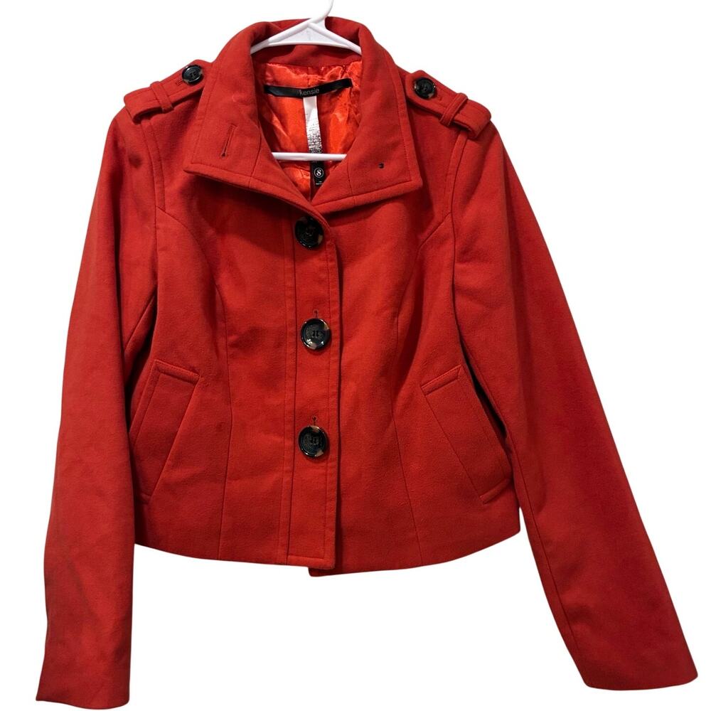 Kenzie Women's Cropped Pea Coat Lined Jacket Fall/Autumn Burnt Orange Size S